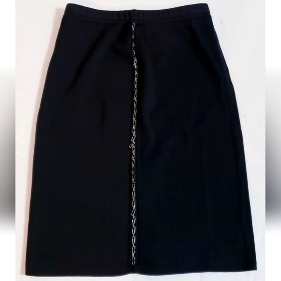 Chelsea And Walker Black Knit Chain Detail Pull On Fitted Pencil Skirt! Size XS - Picture 4 of 7